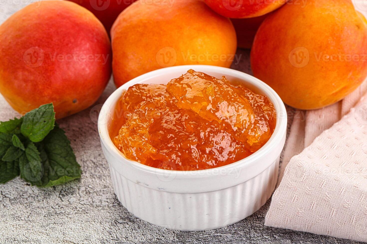 Sweet apricot jam homemade dessert photo