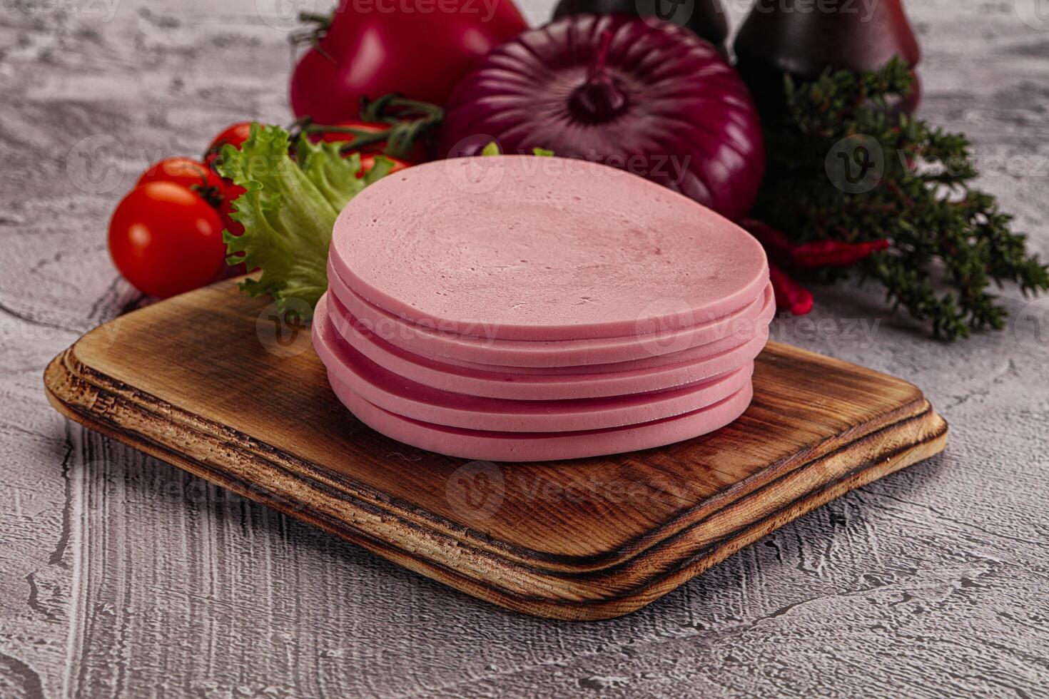 Boiled pork sliced sausage stack photo