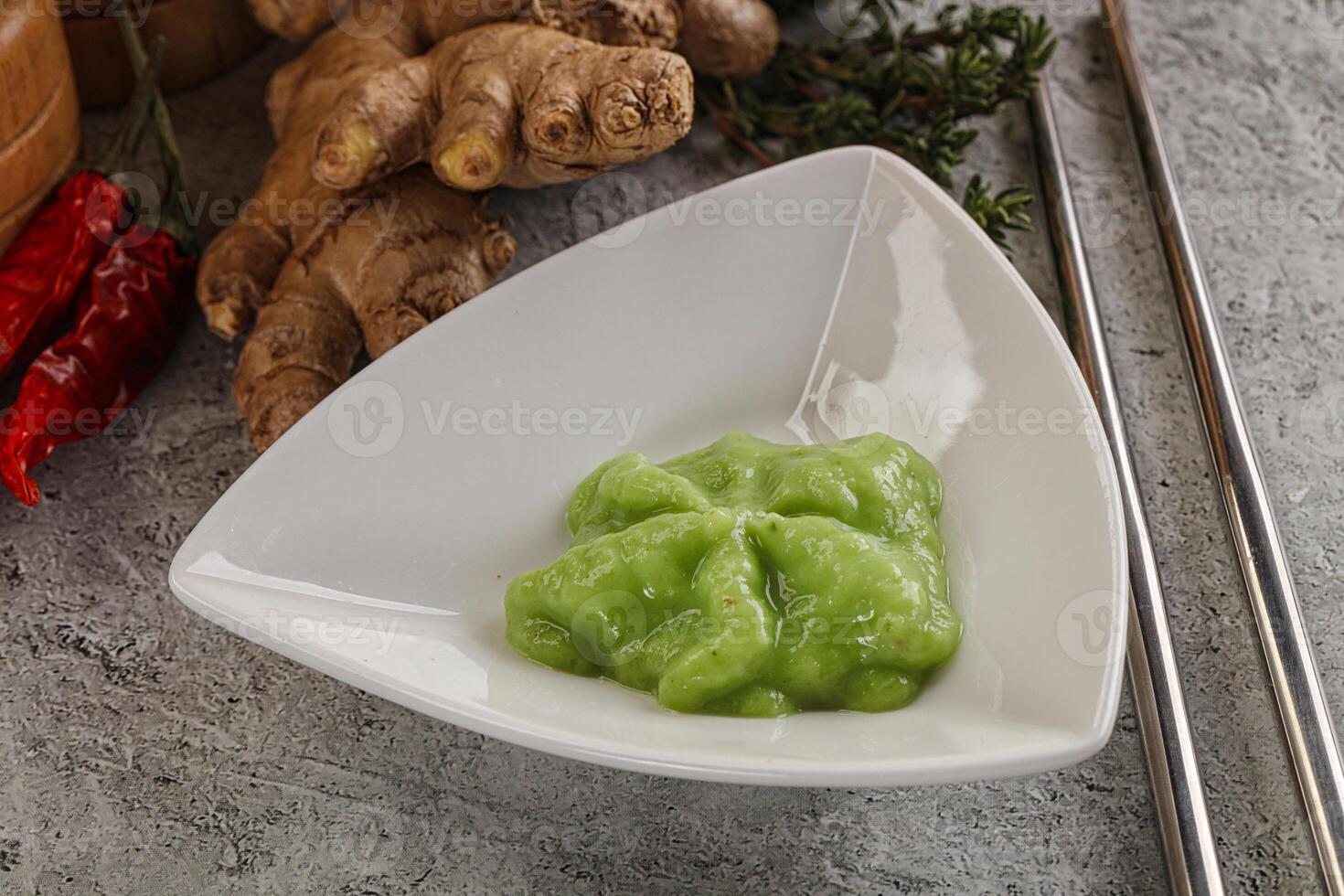 Green organic asian Wasabi seasoning photo