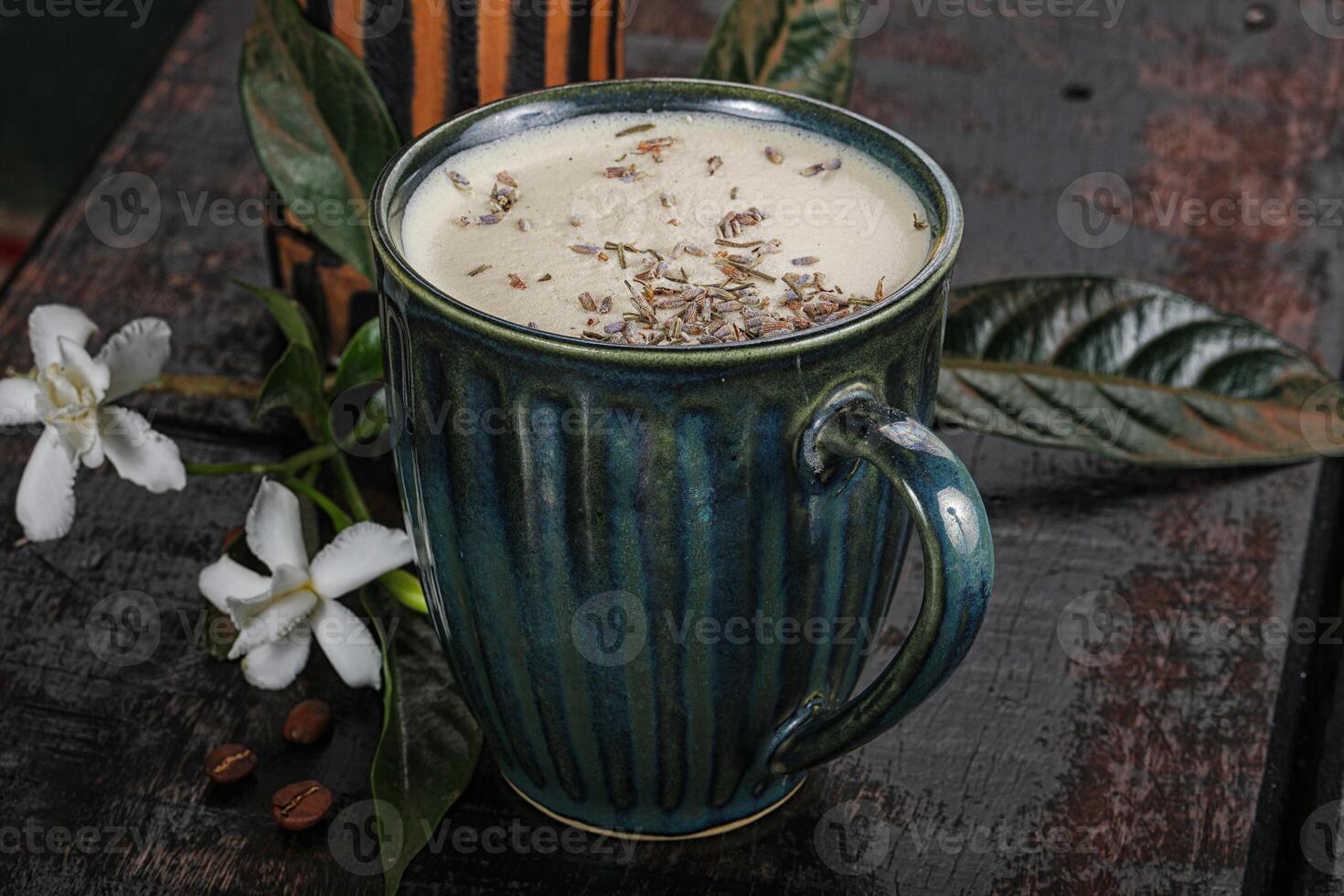 Delicous Raf coffee with lavender photo