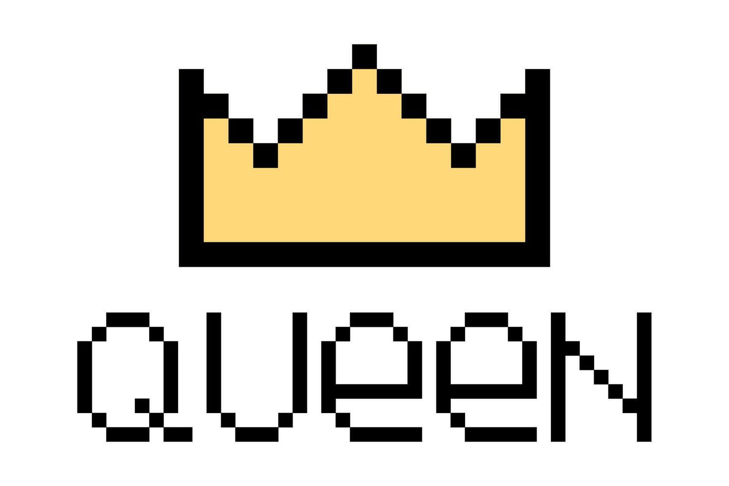 Crown pixel, lettering in pixel art style. Isolated illustration for poster, print, background, cover vector