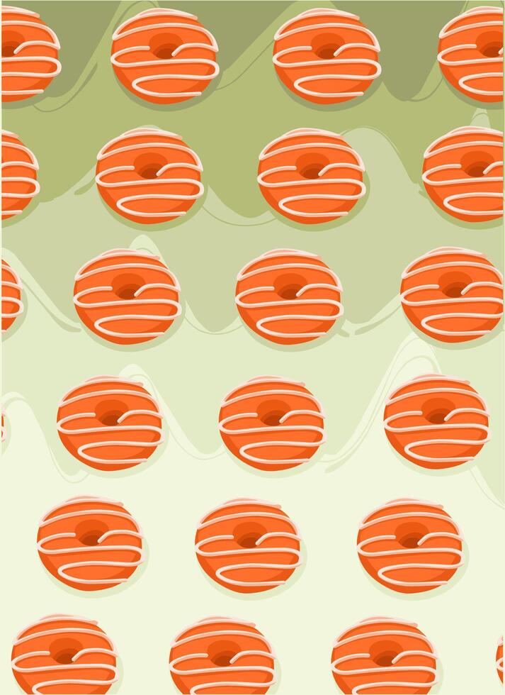 Orange cream donuts on green vector