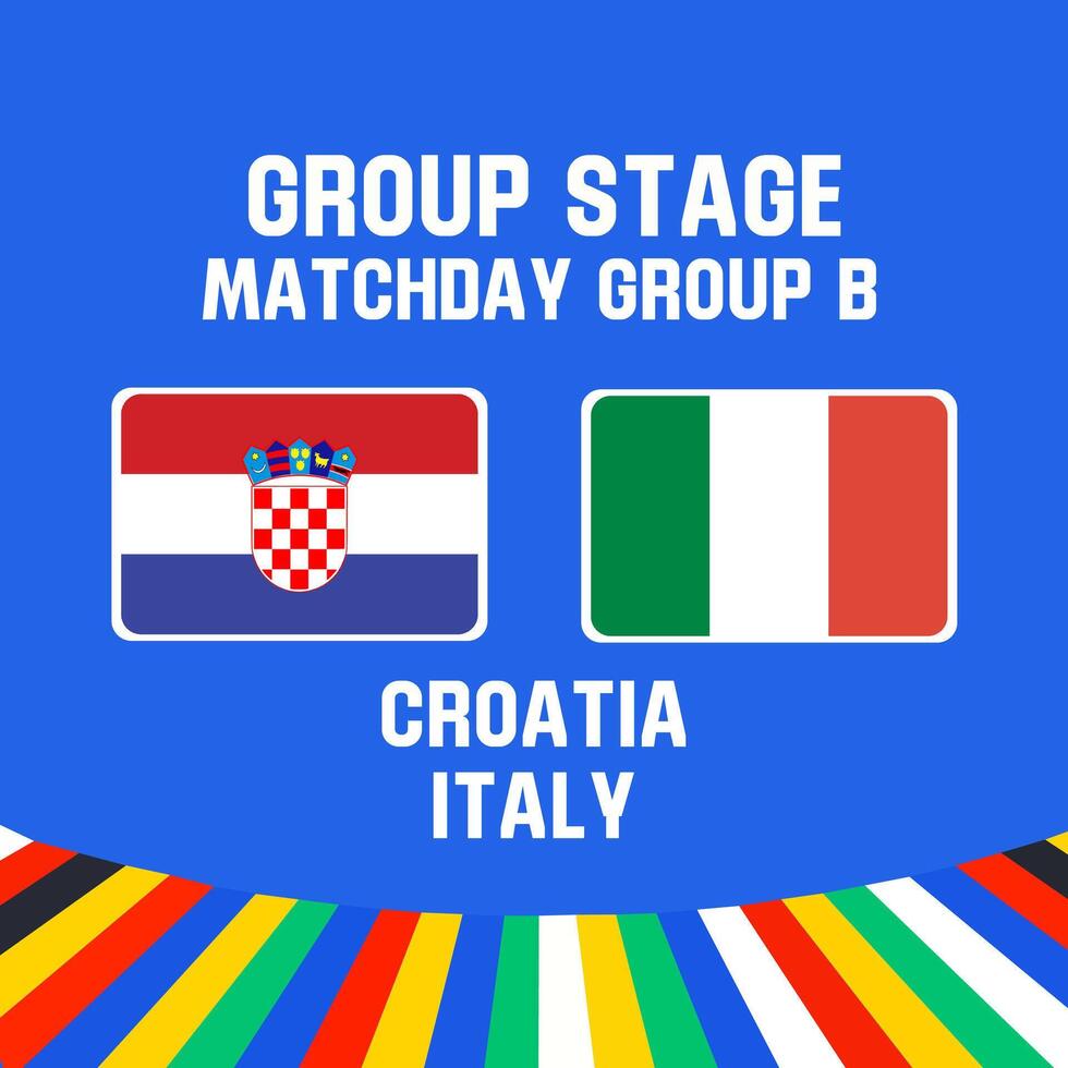 croatia vs italy football 2024 match versus vector