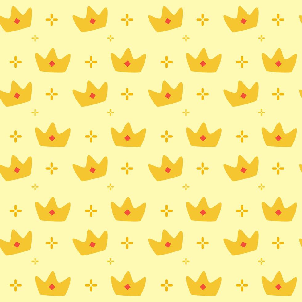 yellow crown hand drawn seamless pattern design vector