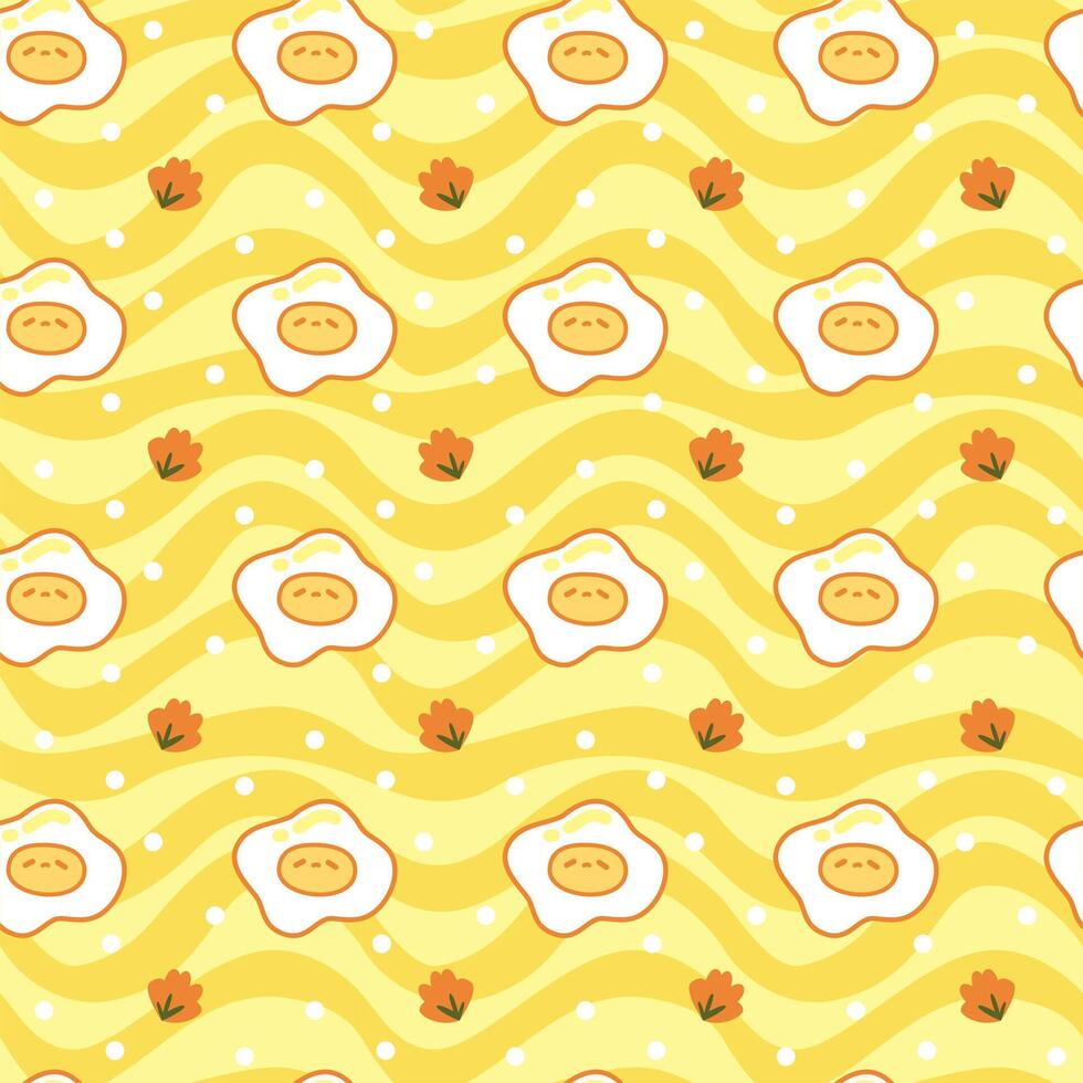 hand drawn egg with yellow seamless pattern design vector