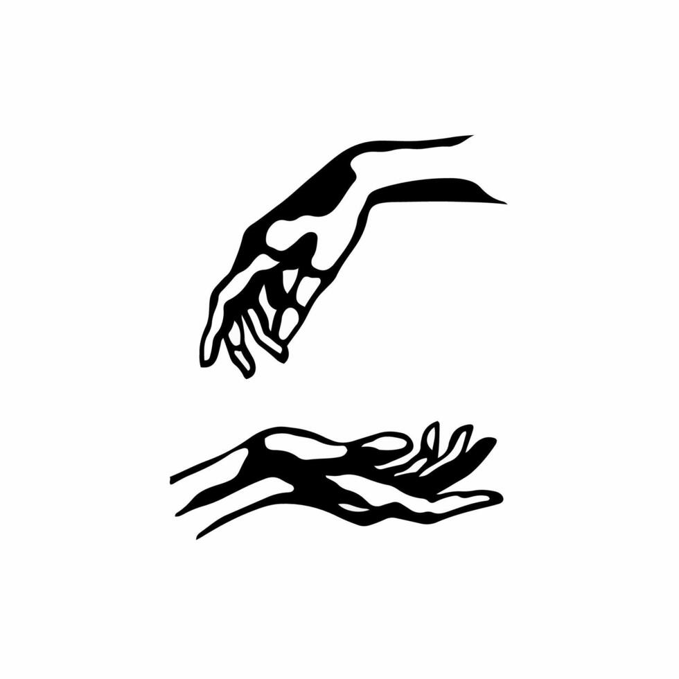 Hand Symbol Logo. Tattoo Design. Stencil Illustration vector