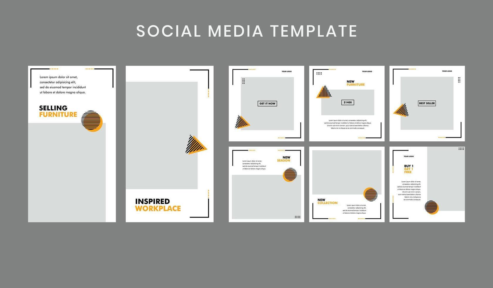 Social media post template design for promotion. Business illustration. vector