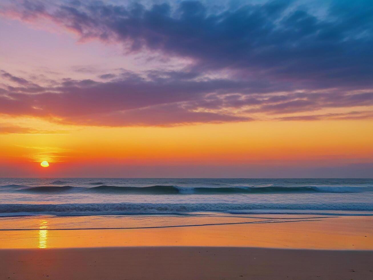sunset on the beach photo
