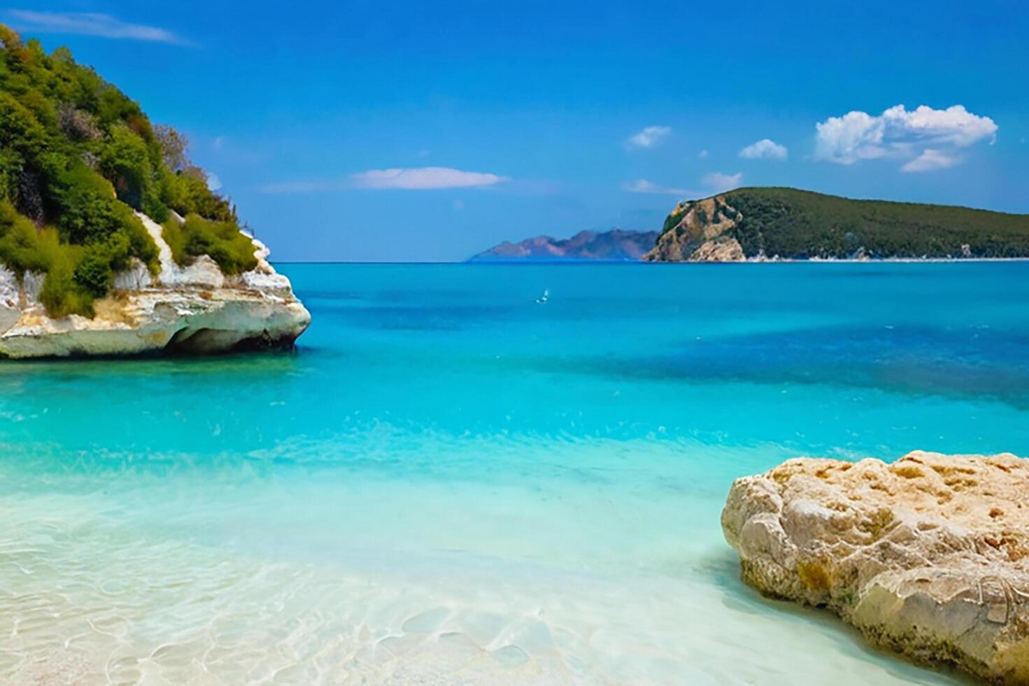 Natural beuty landscape with white rocks and turquoise waters photo