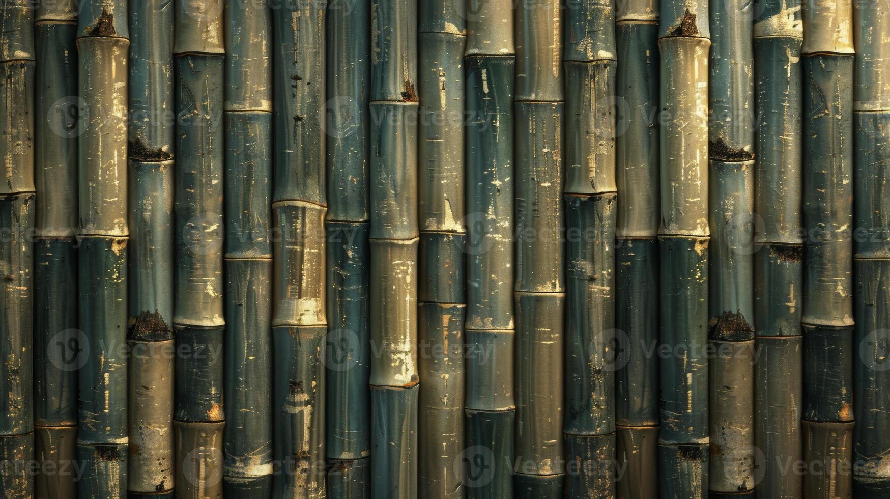 Composite bamboo fence with symmetrical pattern made from bamboo sticks photo
