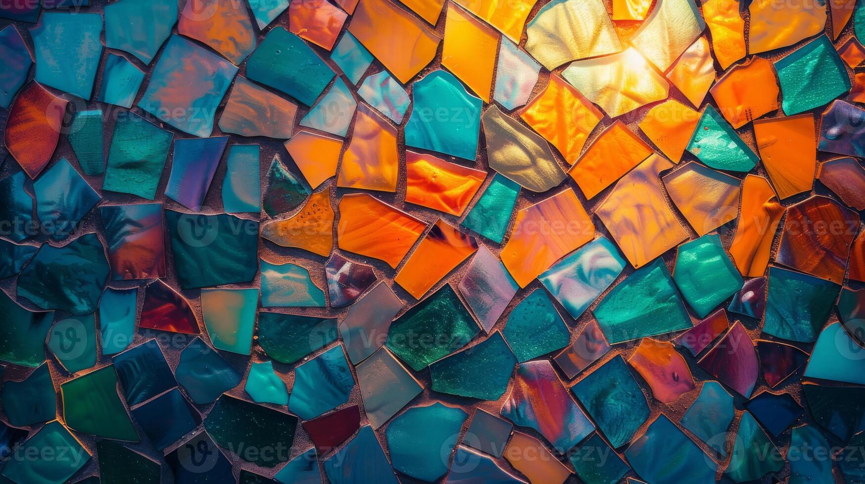 Symmetrical pattern of tints and shades in stained glass window photo