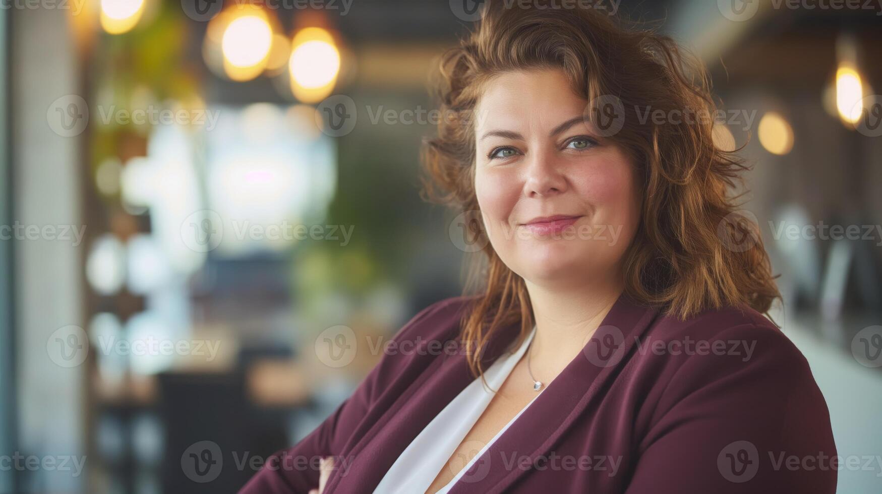 Professional Woman in Business Attire Smiling in Modern Office Environment - Diversity and Confidence in the Workplace photo