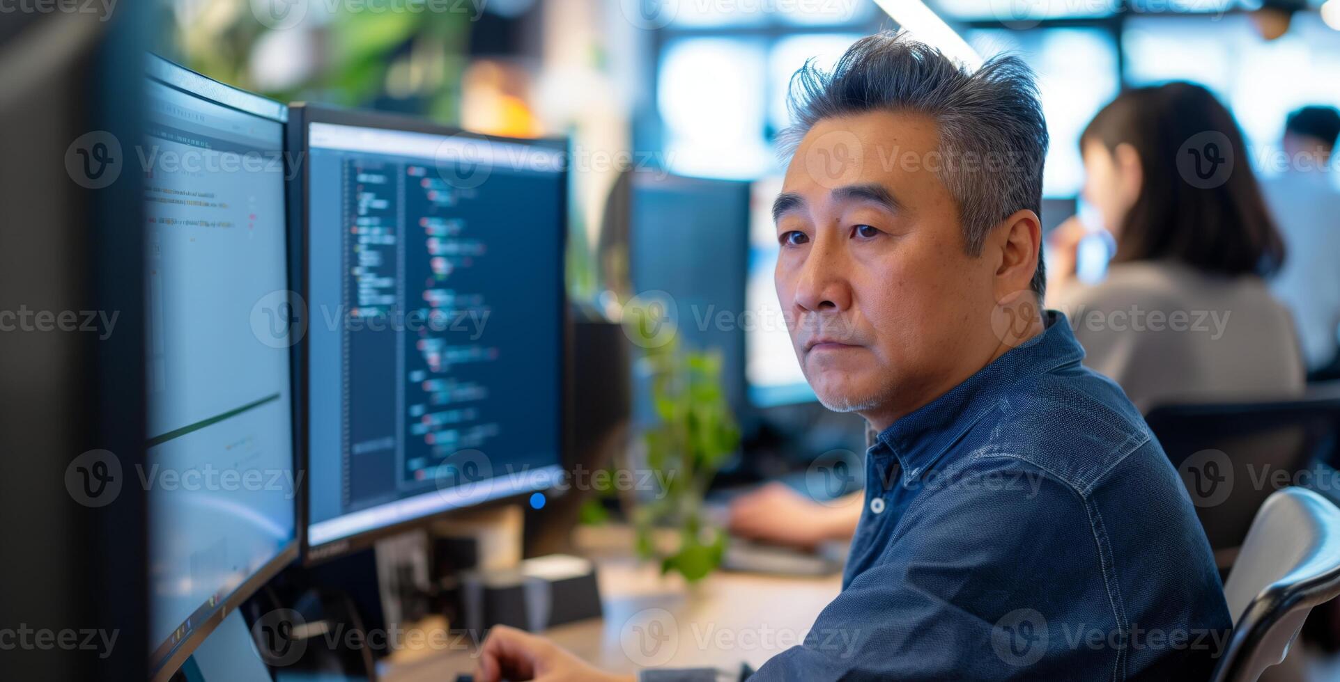 Focused Programmer in a Modern Office photo