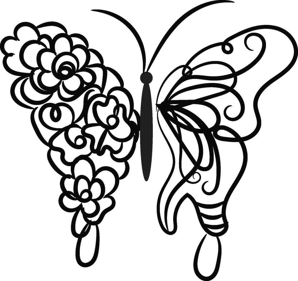 a set of butterflies with butterflies and flowers vector
