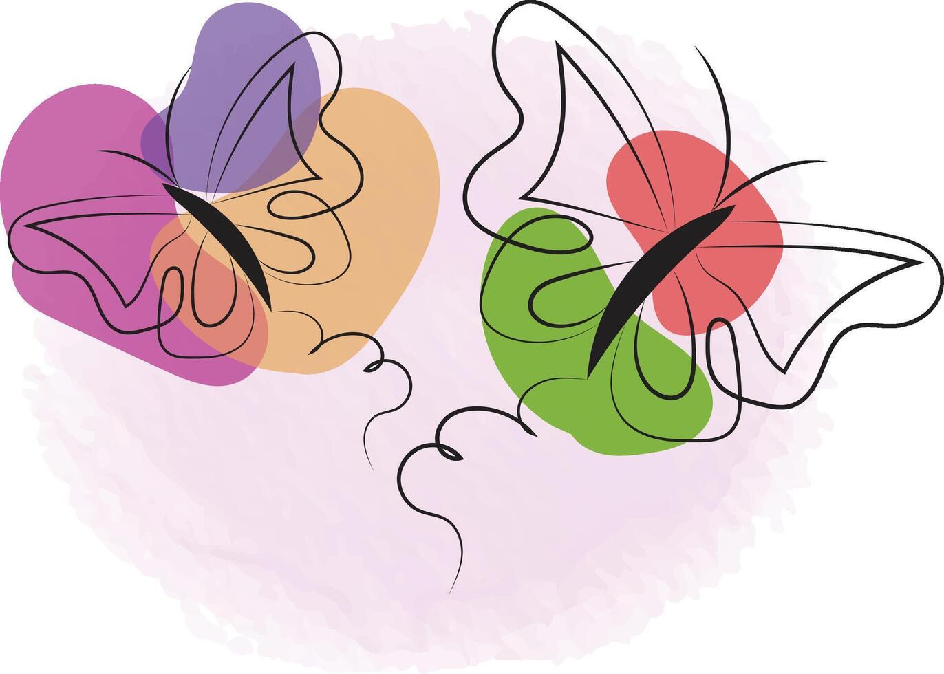 a drawing of a butterfly with butterflies on it vector