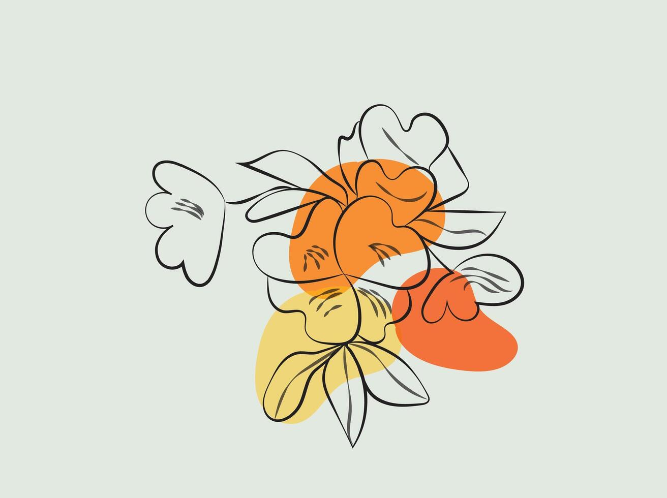 hand drawn flat design simple flower outline vector