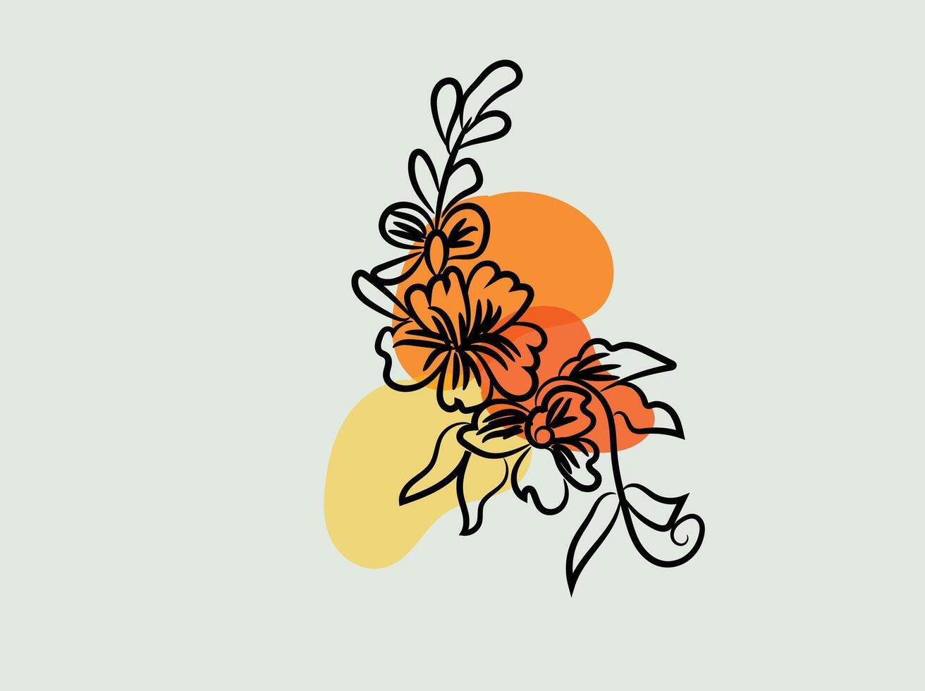 hand drawn simple flower outline vector