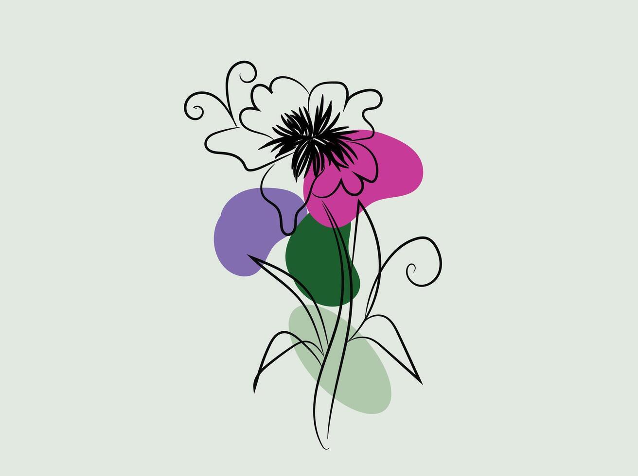 mano dibujado plano diseño sencillo flor contorno vector