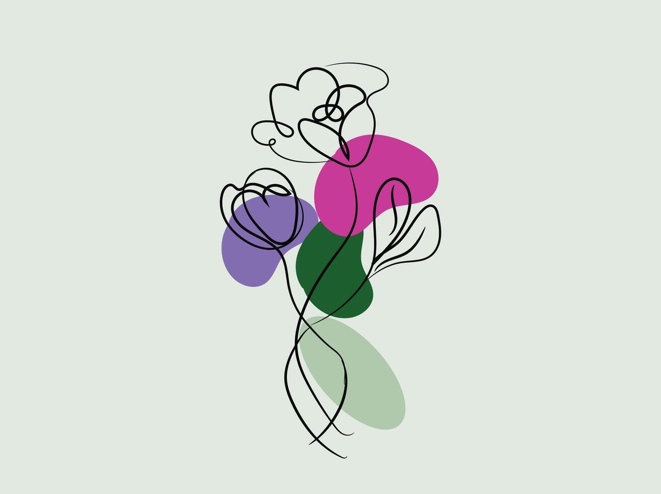 hand drawn flat design simple flower outline vector
