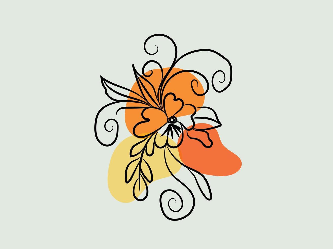 hand drawn flat design simple flower outline vector
