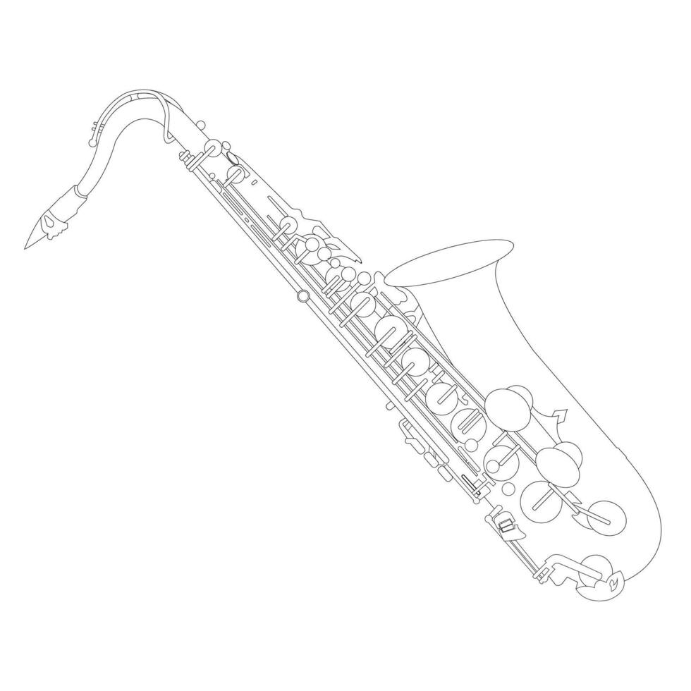 line drawing saxophone Wind instruments. Jazz performances or participation in an orchestra illustration vector