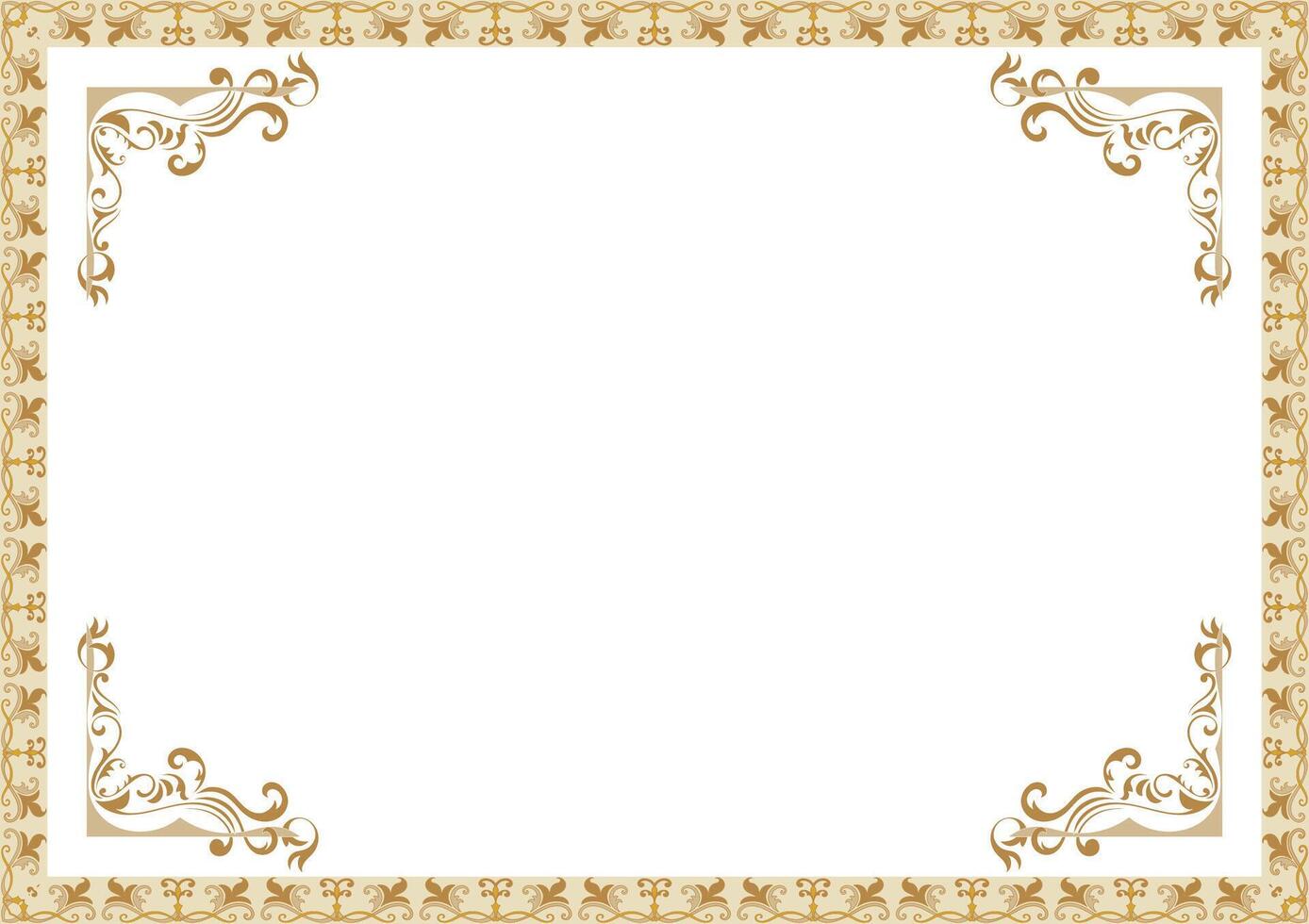 golden vintage frame Thai pattern corner decoration for cards, vintage, baroque, abstract flowers vector