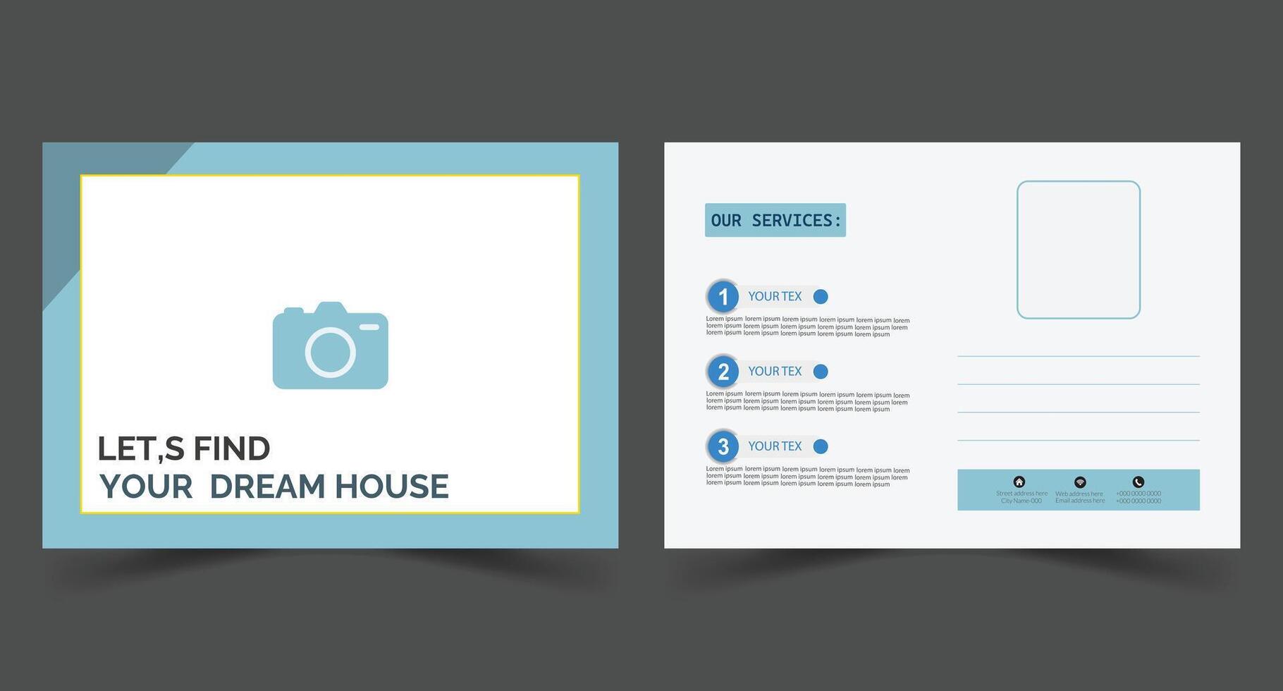 Simple and clean postcard template design vector