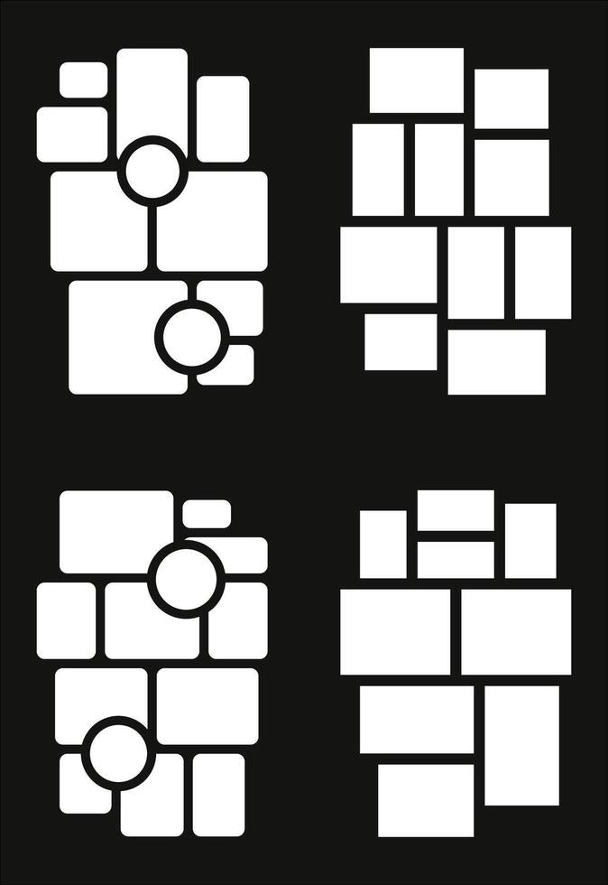 Set Pictures or photos frame collage abstract photo frames and digital photo wall template vector