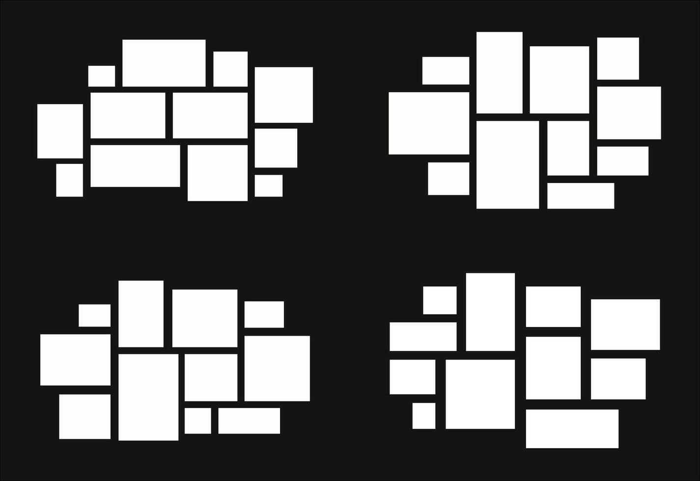 Set Pictures or photos frame collage abstract photo frames and digital photo wall template vector