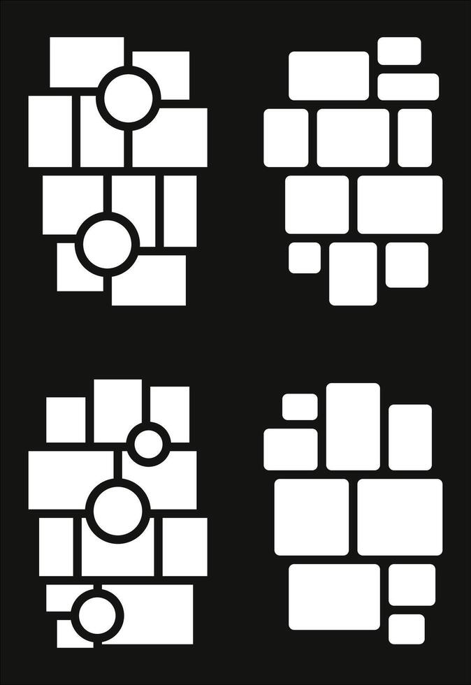 Set Pictures or photos frame collage abstract photo frames and digital photo wall template vector
