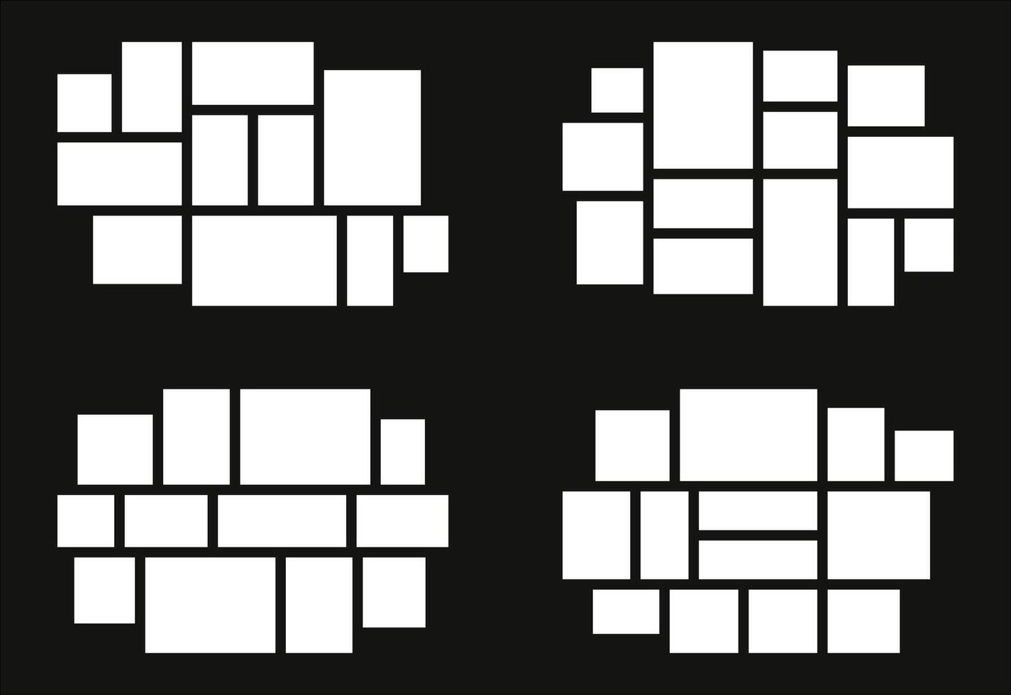 Set Pictures or photos frame collage abstract photo frames and digital photo wall template vector