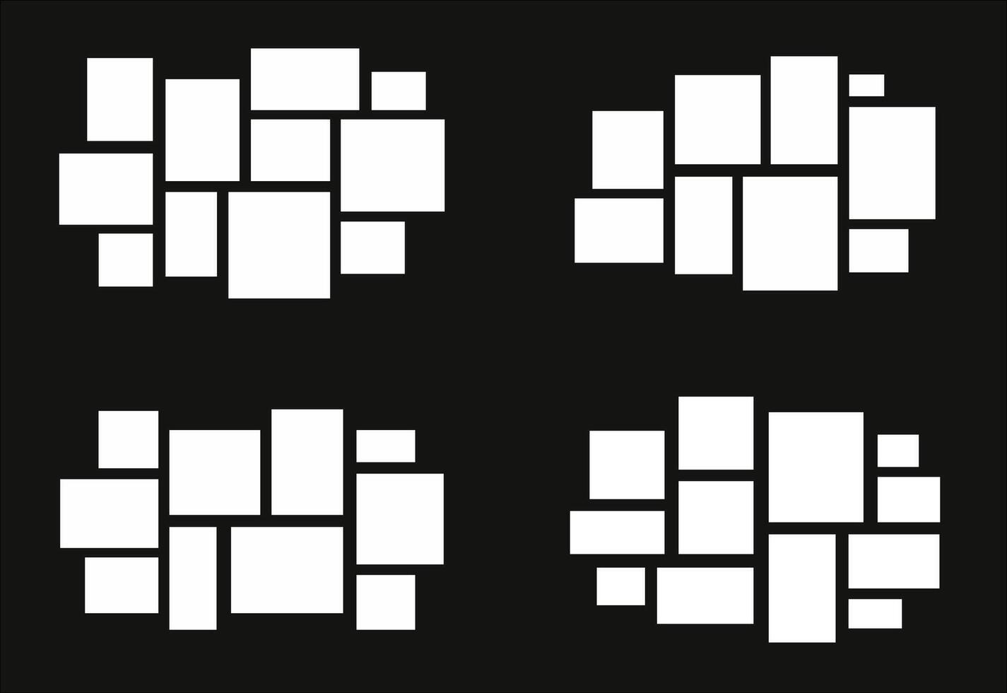 Set Pictures or photos frame collage abstract photo frames and digital photo wall template vector