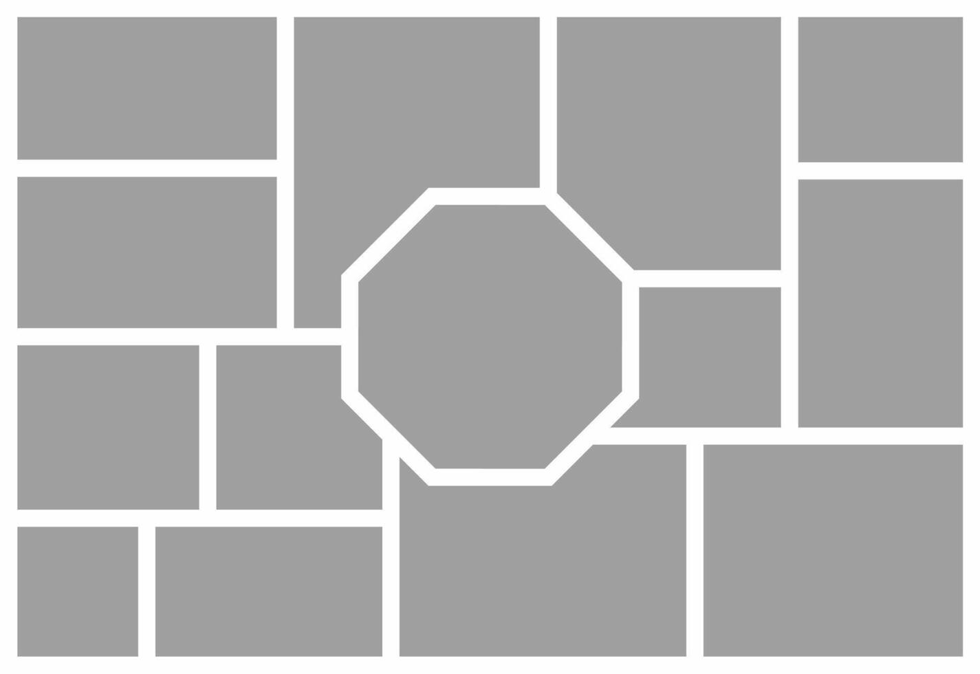 Pictures or photos frame collage. comics page grid layout abstract photo frames and digital photo wall template vector
