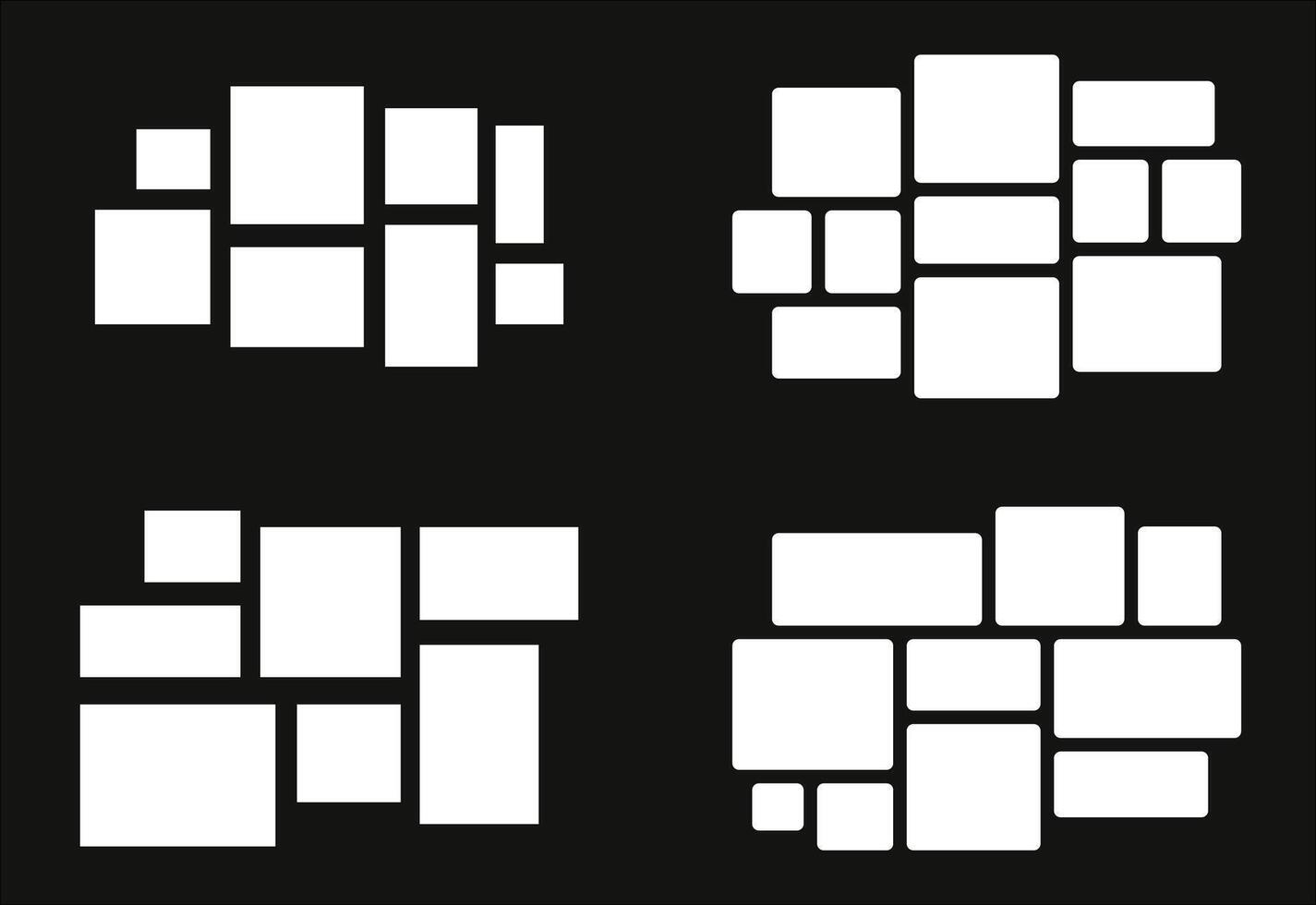 Set Pictures or photos frame collage abstract photo frames and digital photo wall template vector