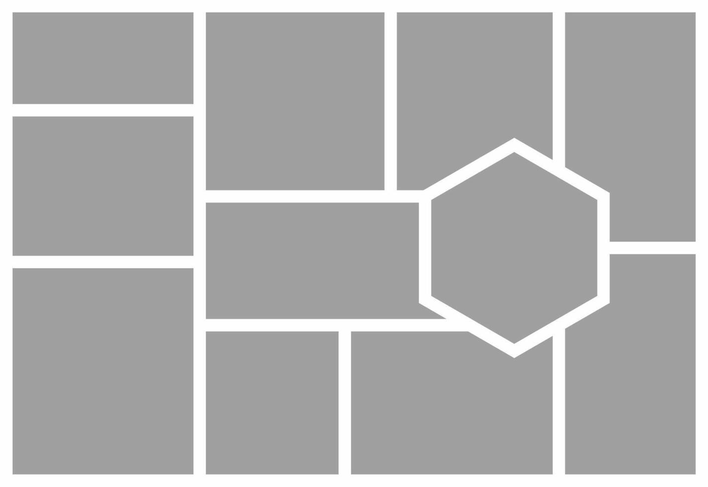 Pictures or photos frame collage. comics page grid layout abstract photo frames and digital photo wall template vector