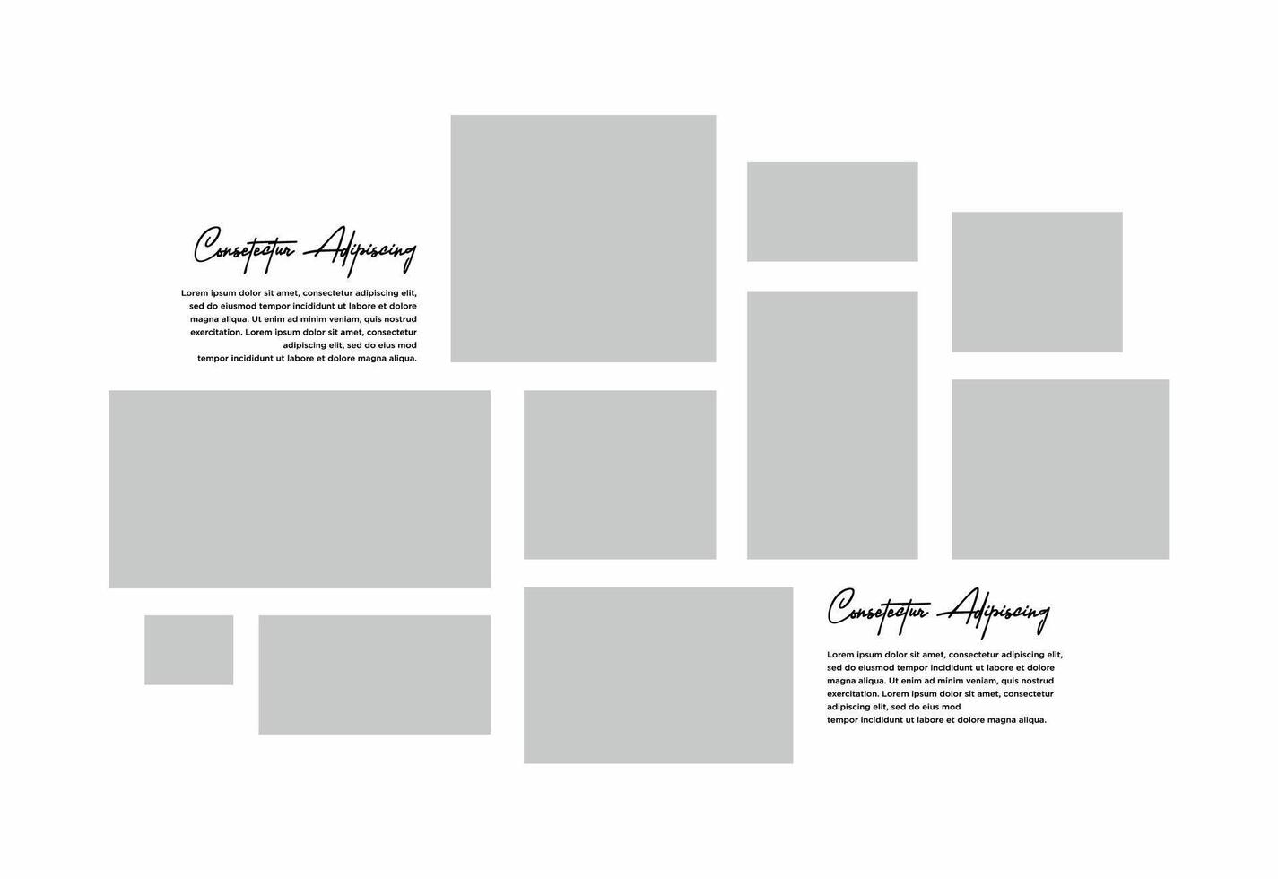 Pictures or photos frame collage. comics page grid layout abstract photo frames and digital photo wall template vector