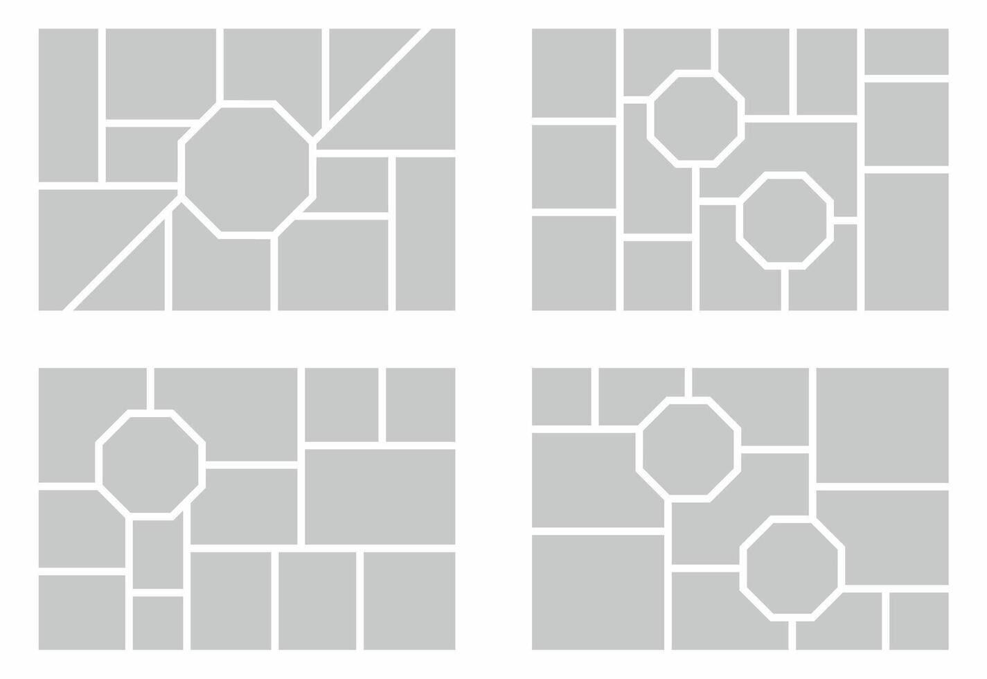 Pictures or photos frame collage. comics page grid layout abstract photo frames and digital photo wall template vector
