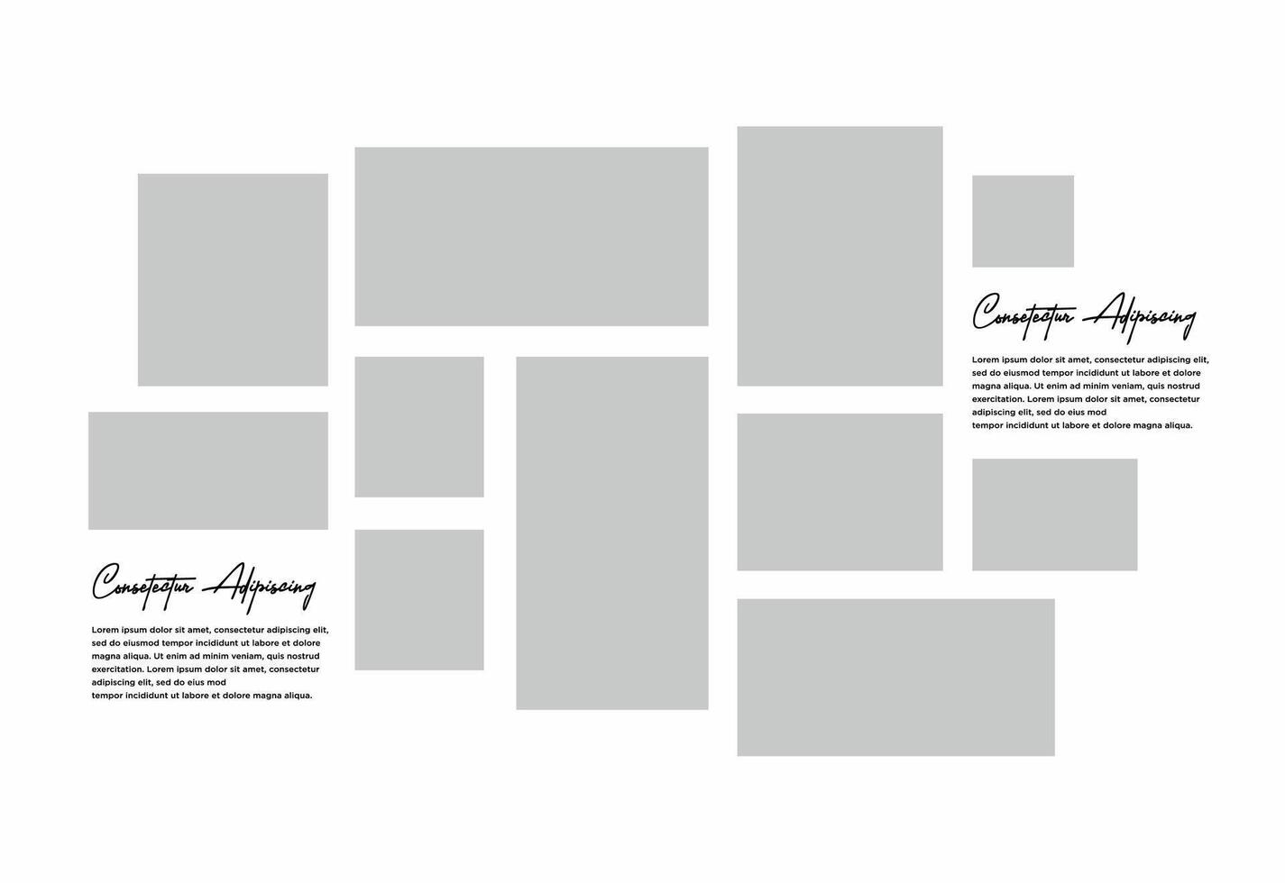 Pictures or photos frame collage. comics page grid layout abstract photo frames and digital photo wall template vector