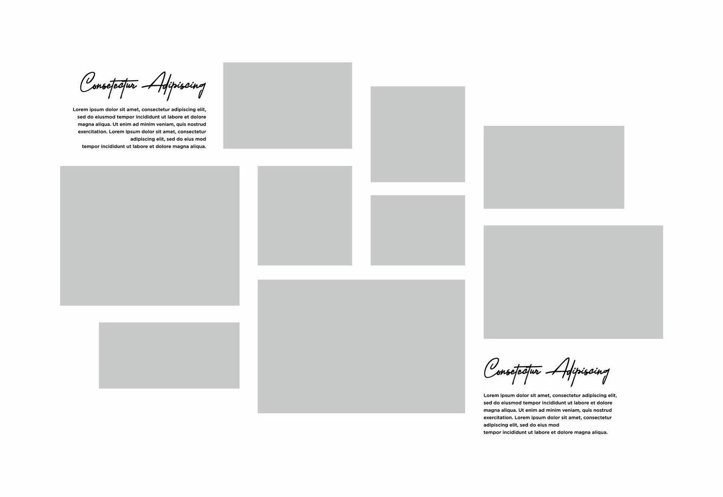 Pictures or photos frame collage. comics page grid layout abstract photo frames and digital photo wall template vector