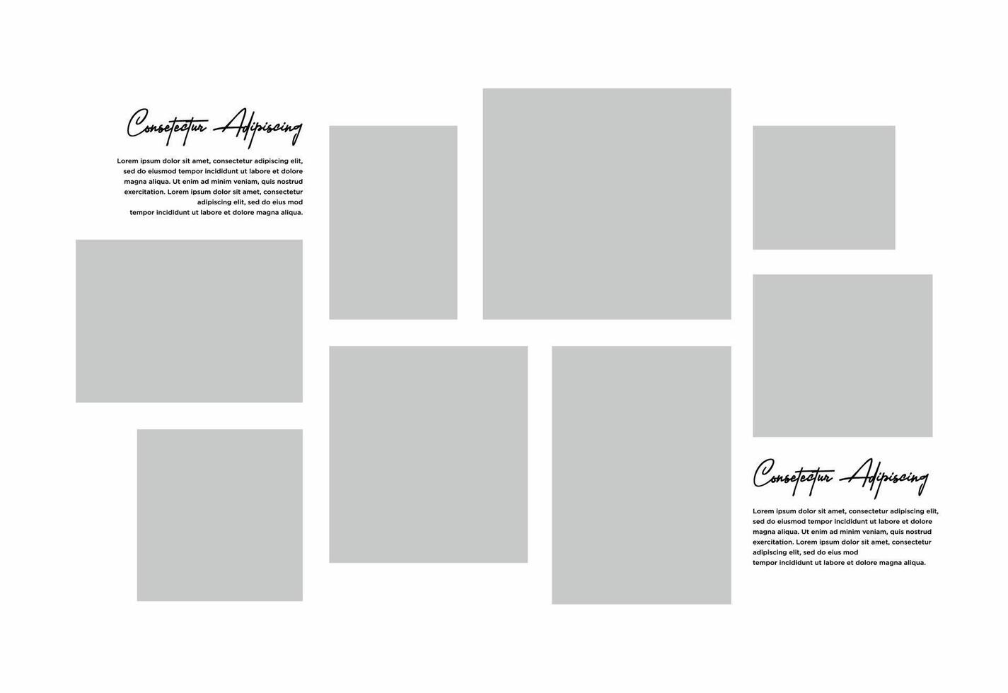 Pictures or photos frame collage. comics page grid layout abstract photo frames and digital photo wall template vector