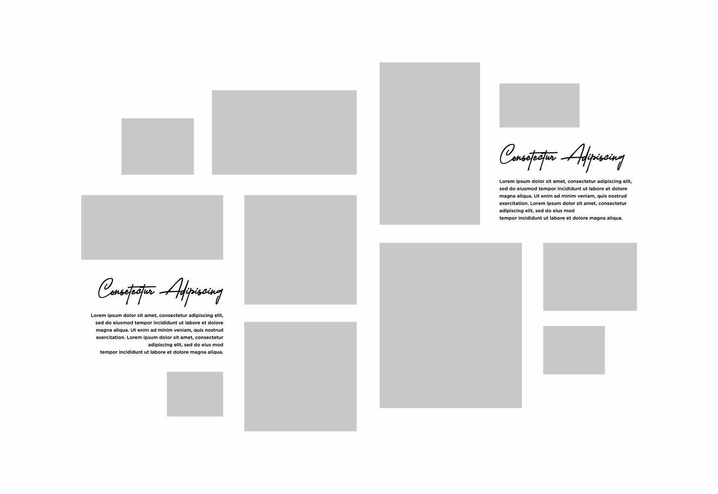 Pictures or photos frame collage. comics page grid layout abstract photo frames and digital photo wall template vector