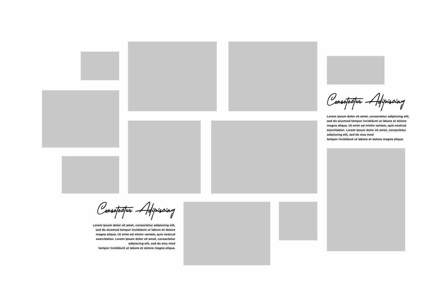 Pictures or photos frame collage. comics page grid layout abstract photo frames and digital photo wall template vector