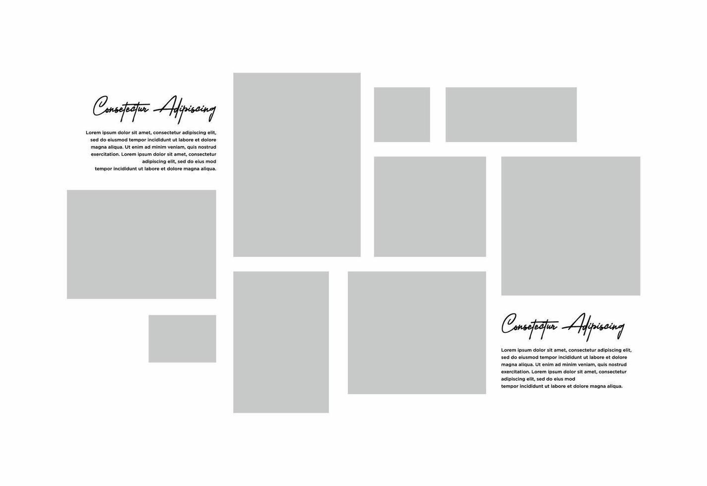 Pictures or photos frame collage. comics page grid layout abstract photo frames and digital photo wall template vector