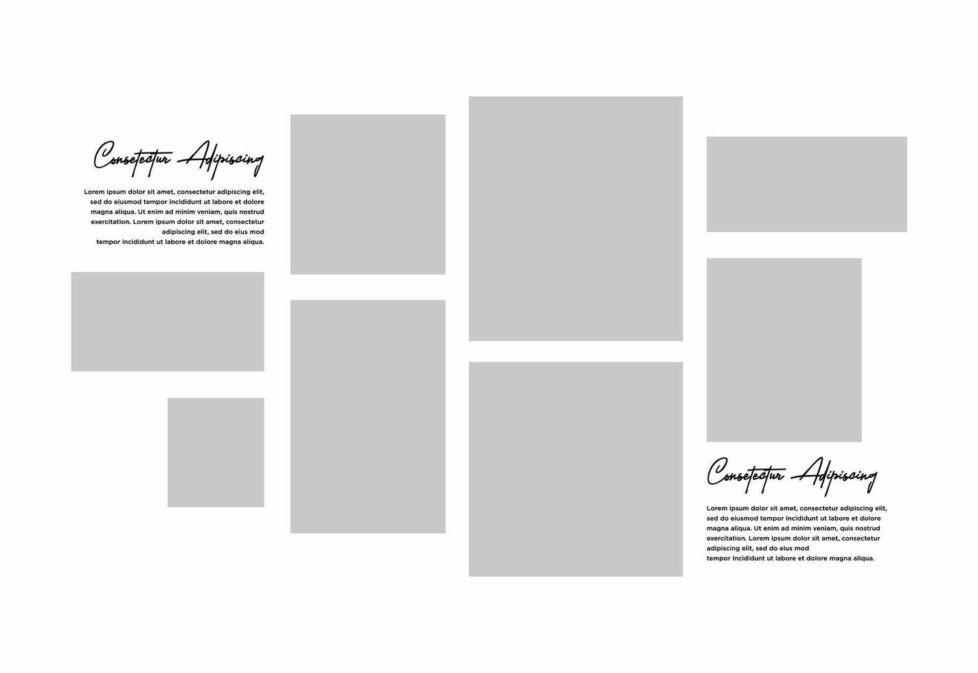 Pictures or photos frame collage. comics page grid layout abstract photo frames and digital photo wall template vector