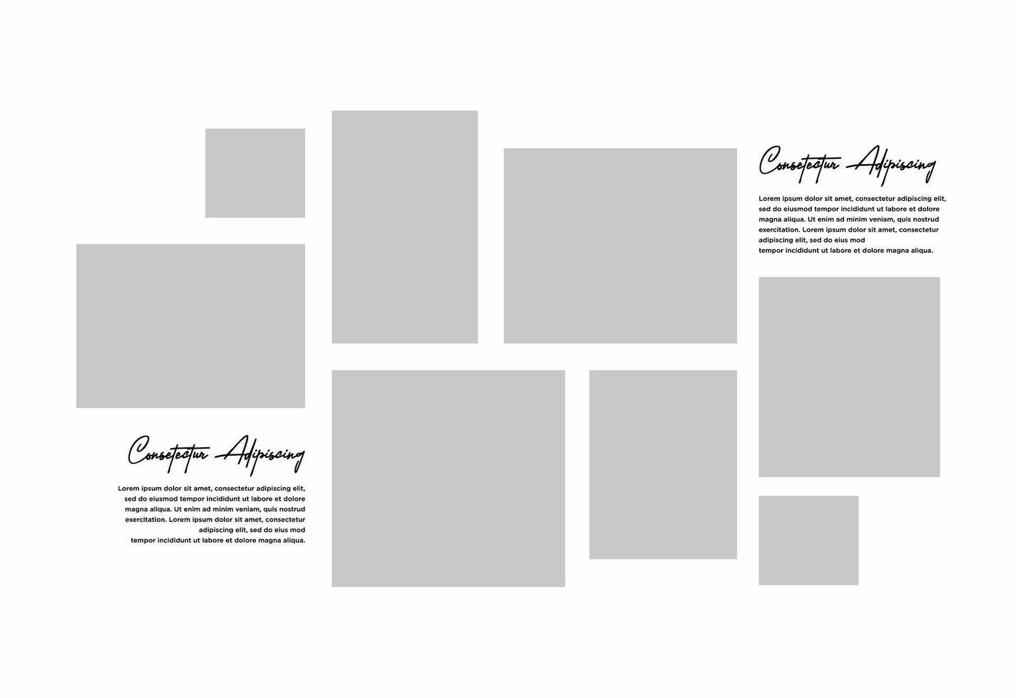 Pictures or photos frame collage. comics page grid layout abstract photo frames and digital photo wall template vector