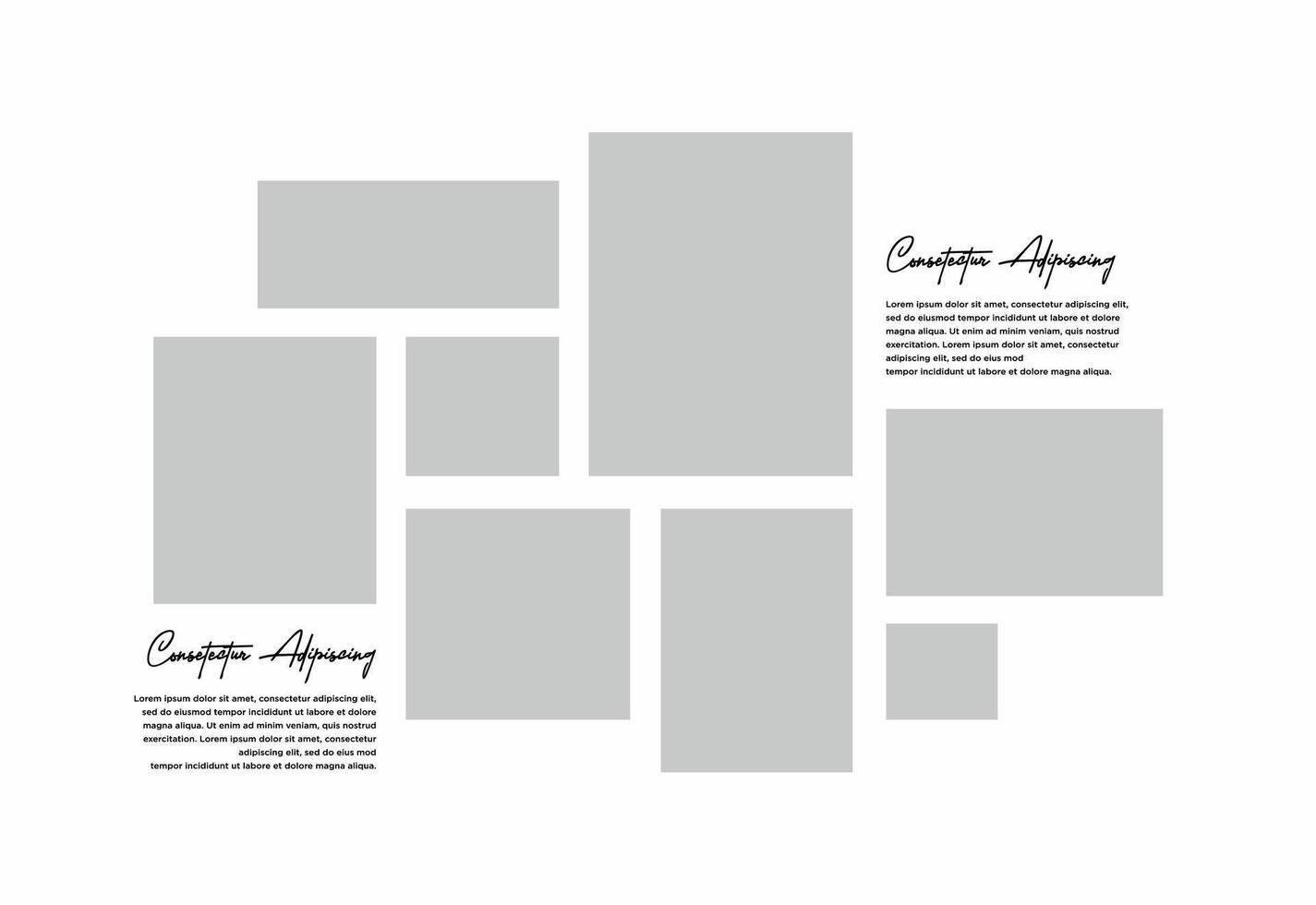 Pictures or photos frame collage. comics page grid layout abstract photo frames and digital photo wall template vector