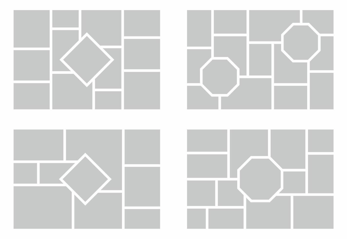 Pictures or photos frame collage. comics page grid layout abstract photo frames and digital photo wall template vector