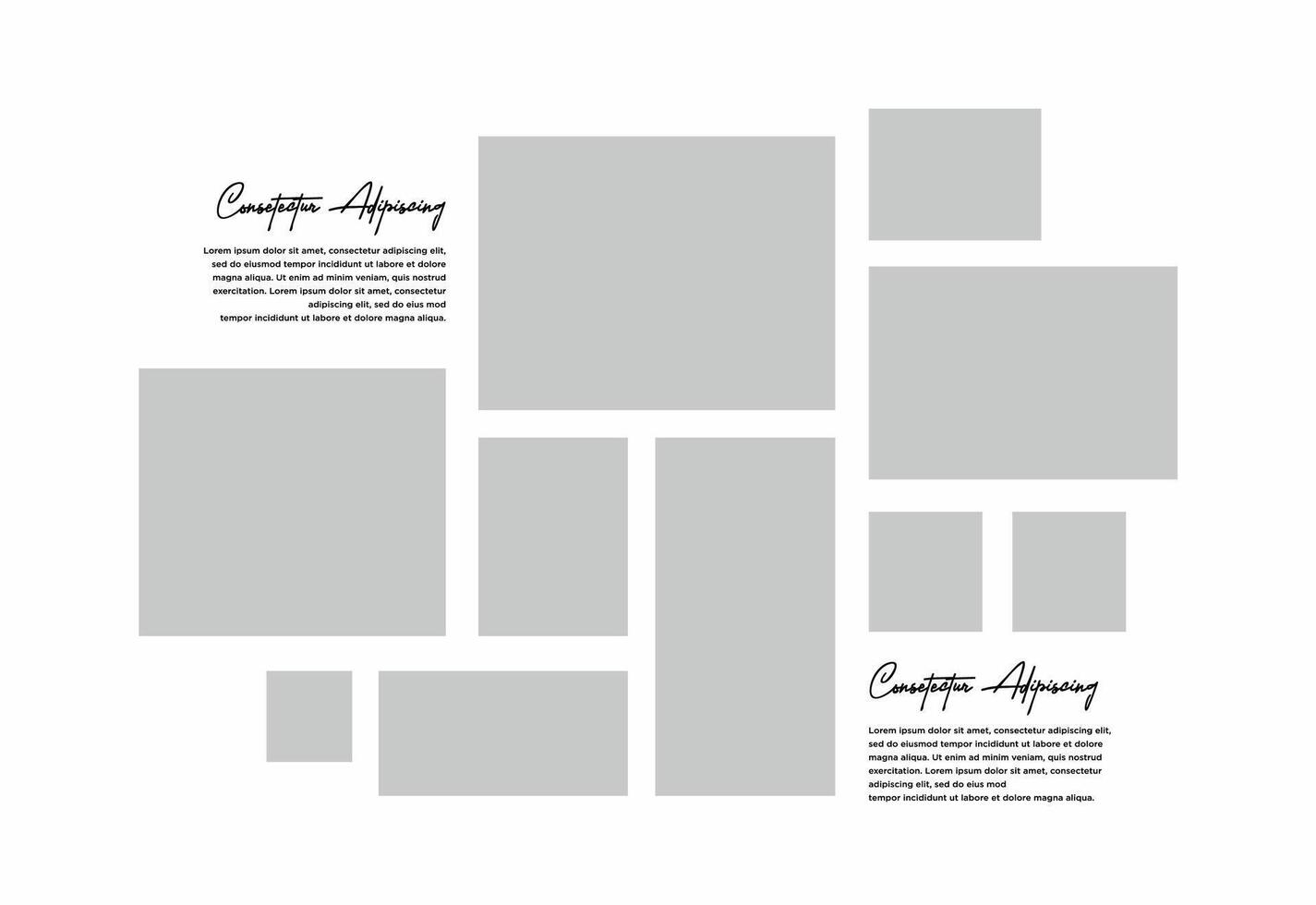 Pictures or photos frame collage. comics page grid layout abstract photo frames and digital photo wall template vector