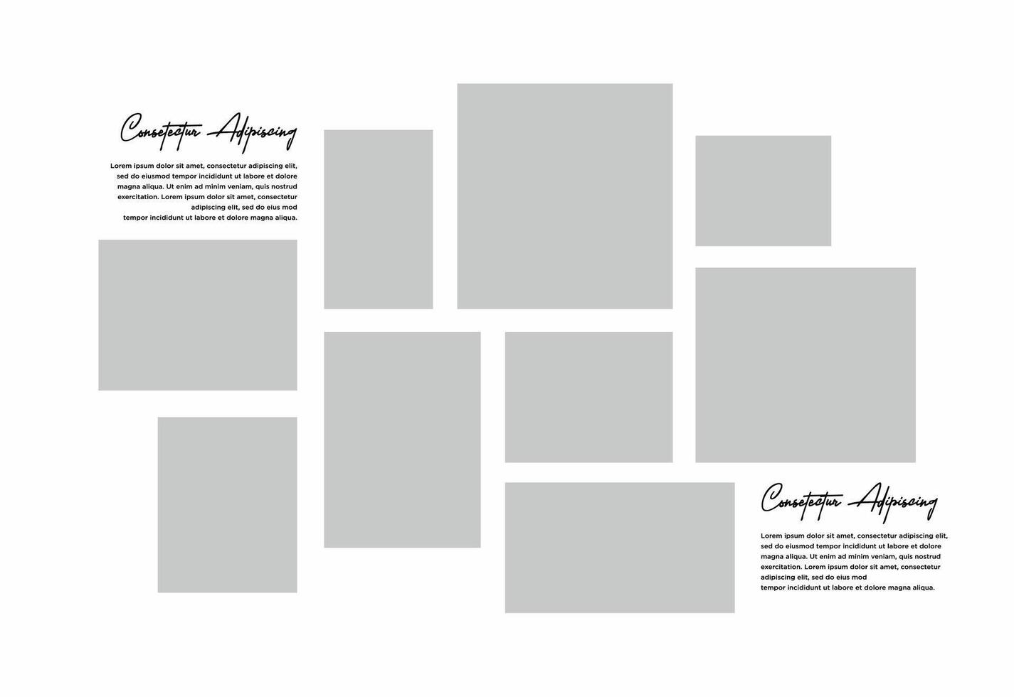 Pictures or photos frame collage. comics page grid layout abstract photo frames and digital photo wall template vector
