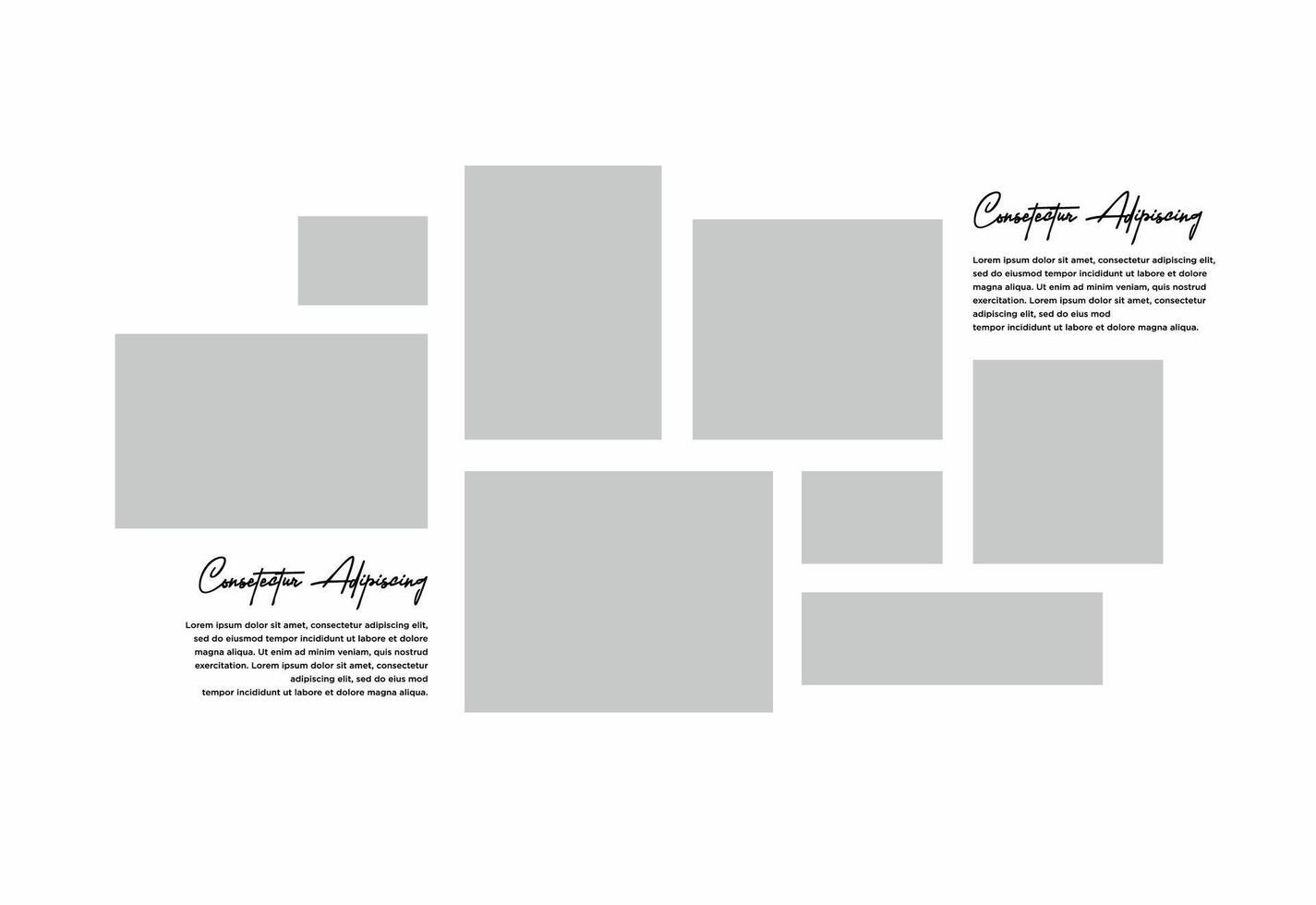 Pictures or photos frame collage. comics page grid layout abstract photo frames and digital photo wall template vector